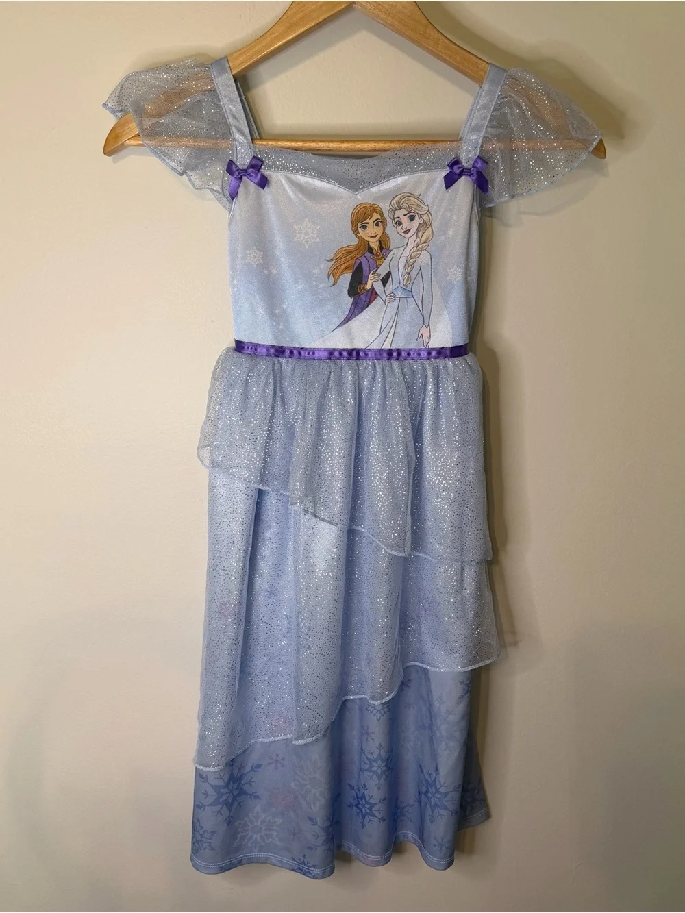 Disney Frozen Elsa & Anna Girls Dress Size 6 Blue Sparkle‎ Tulle Costume